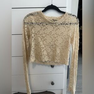 Show Me Your MuMu Cream Lace Crop Top​